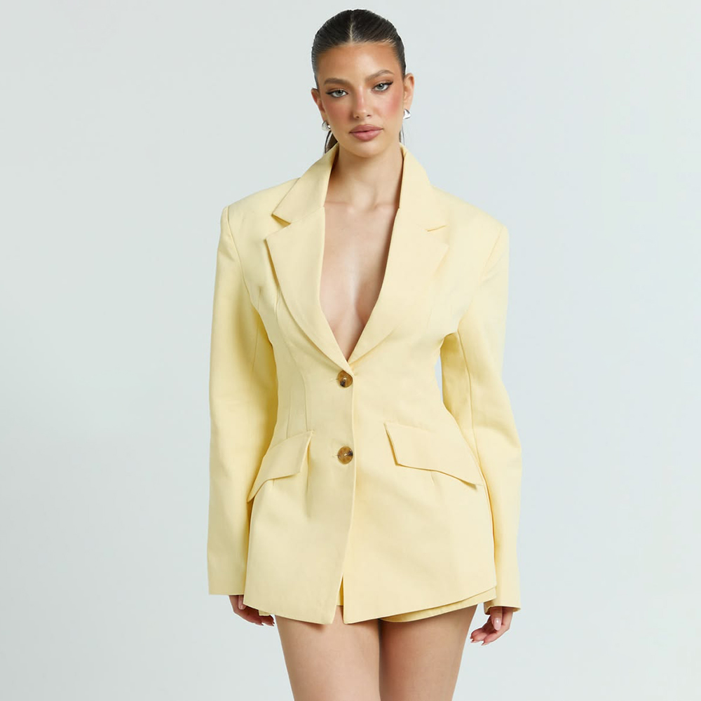 Light Yellow Women's 2Pic Suit – Women Formal Wear Shirt And Pant recenzja i cena
