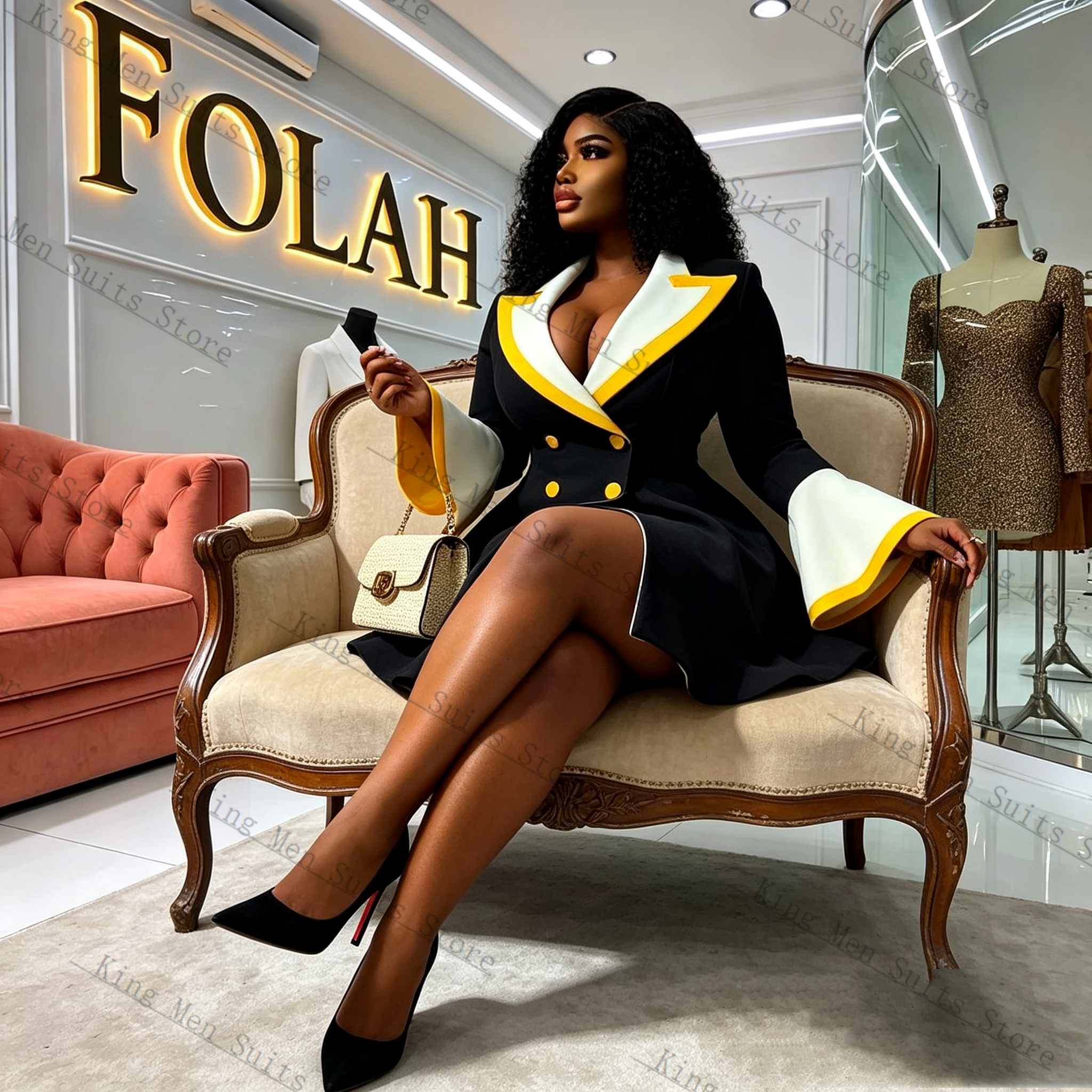 Spring Women Suit Skirt 1 Pcs  – Women Formal Wear Black And White recenzja i cena