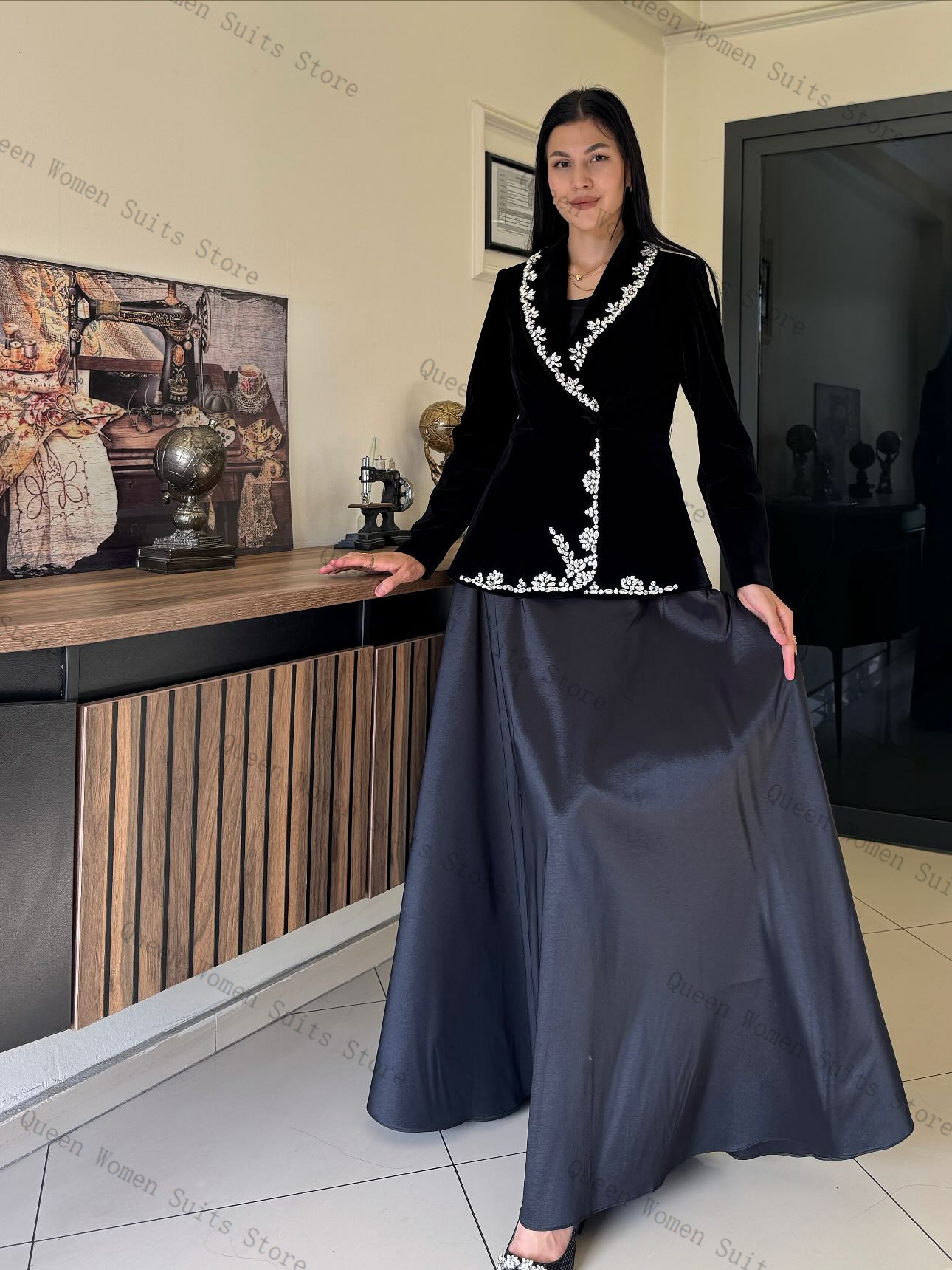 Velvet Women Suit Skirt Set 2  – Women Formal Wear With Skirt recenzja i cena