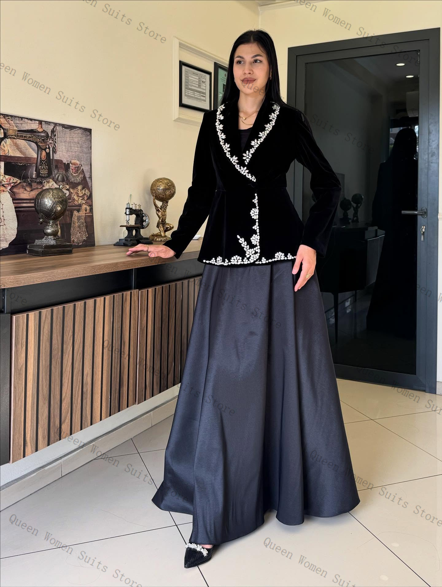 Velvet Women Suit Skirt Set 2  – Women Formal Wear With Skirt recenzja i cena