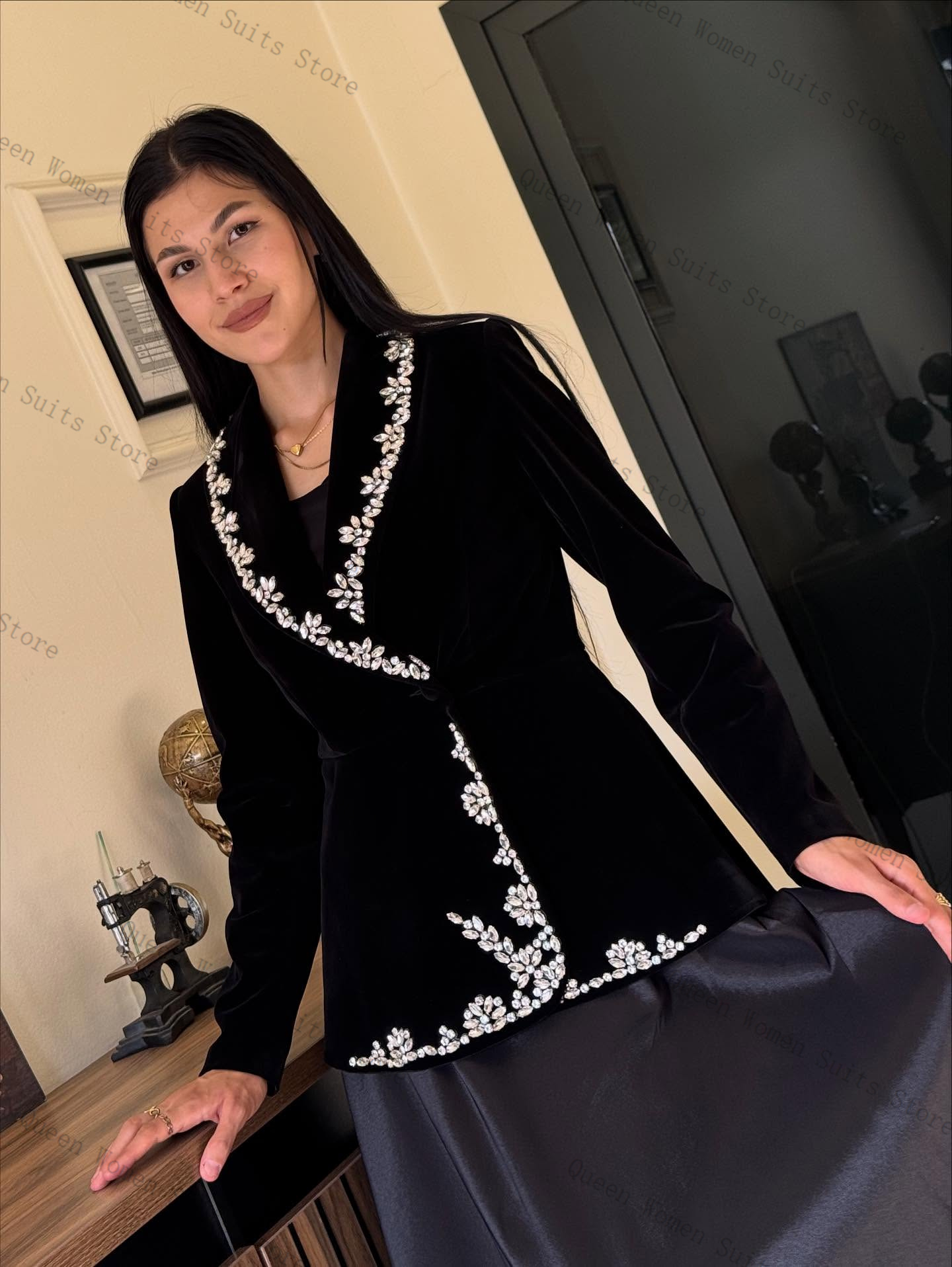 Velvet Women Suit Skirt Set 2  – Women Formal Wear With Skirt recenzja i cena