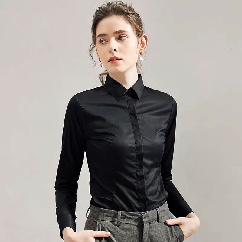 Summer Black Shirt Short-sleev – Women Formal Wear Black And White recenzja i cena