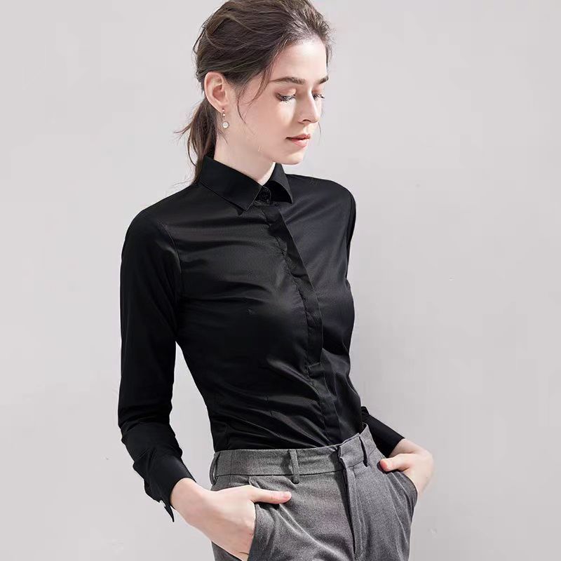 Summer Black Shirt Short-sleev – Women Formal Wear Black And White recenzja i cena