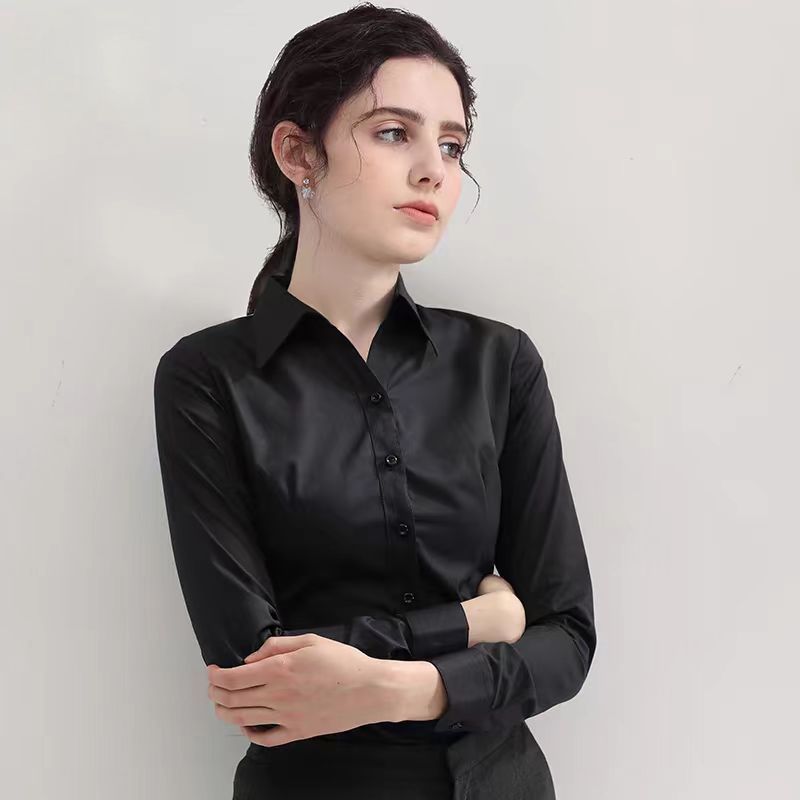 Summer Black Shirt Short-sleev – Women Formal Wear Black And White recenzja i cena