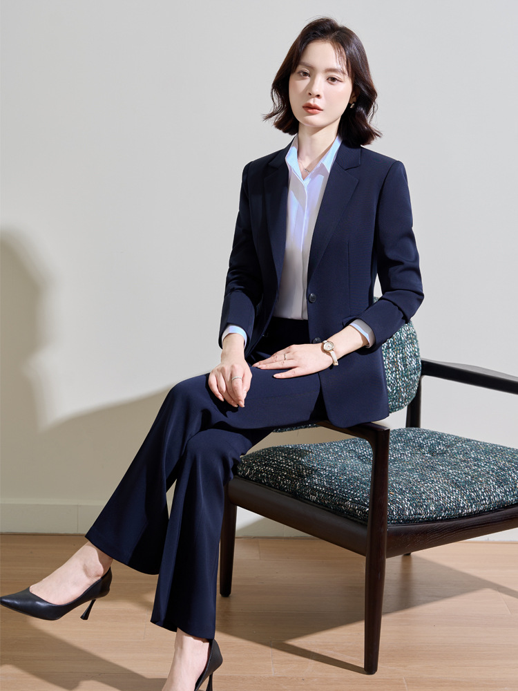 Navy blue professional suit fo – Women Formal Wear Shirt And Pant recenzja i cena