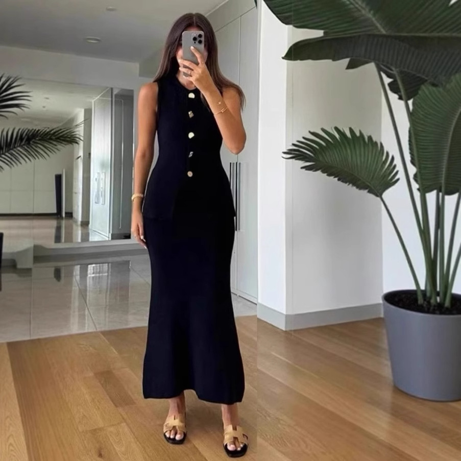 Round-neck Single-breasted Sle – Women Formal Wear With Skirt recenzja i cena