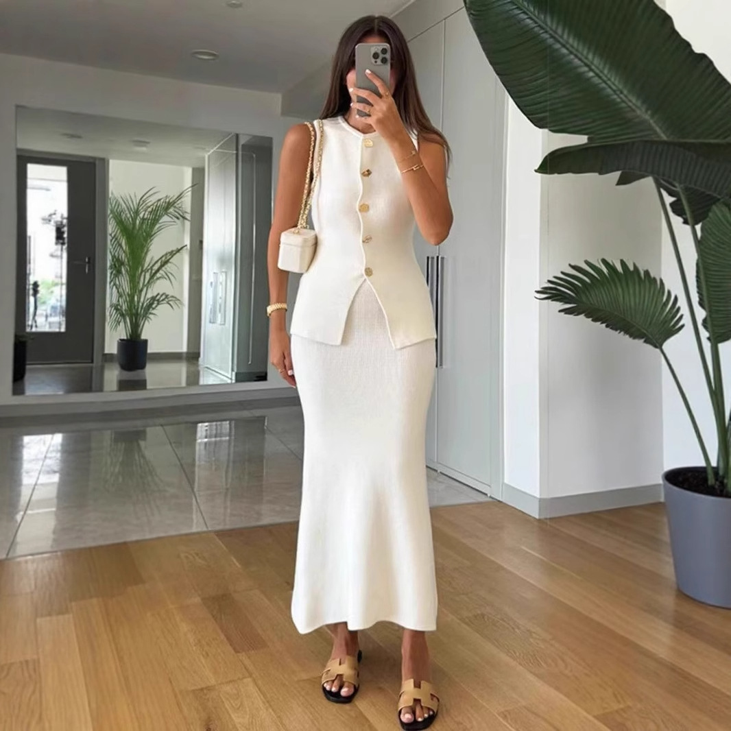 Round-neck Single-breasted Sle – Women Formal Wear With Skirt recenzja i cena