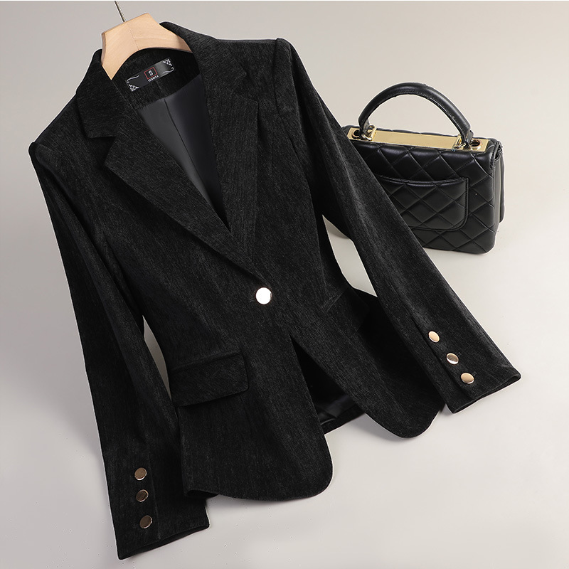 Yellow Gold Velvet Blazer Wome – Women'S Office Formal Wear For Ladies recenzja i cena