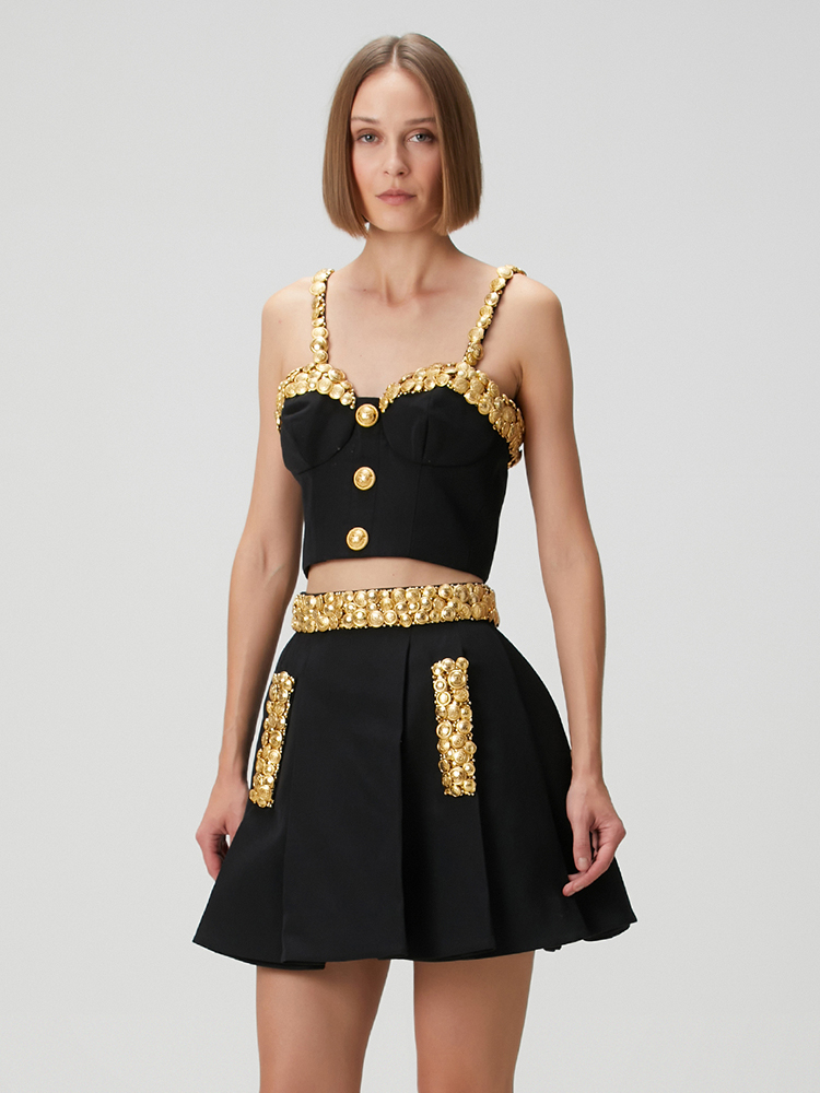 VC Black Two Piece Set Dress w – Women Formal Wear With Skirt recenzja i cena