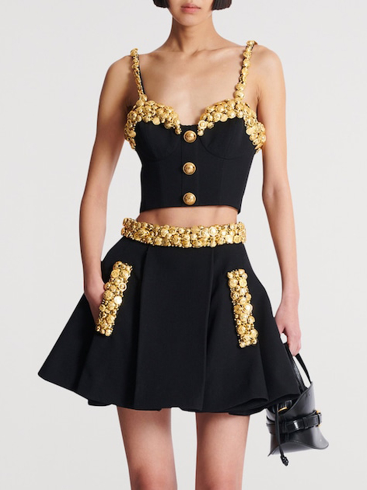 VC Black Two Piece Set Dress w – Women Formal Wear With Skirt recenzja i cena