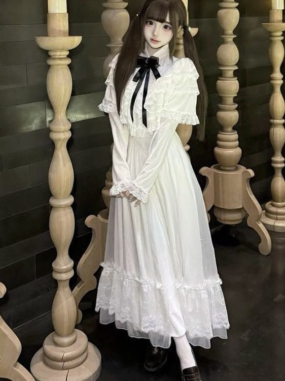 Japanese Short Sleeve Bow Lace – Women Formal Wear With Skirt recenzja i cena