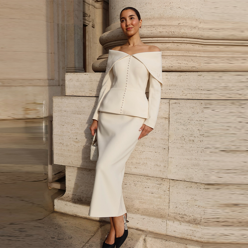 Elegant French White Peplum Tw – Women'S Office Formal Wear For Ladies recenzja i cena