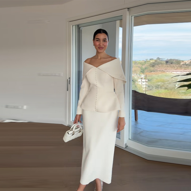 Elegant French White Peplum Tw – Women'S Office Formal Wear For Ladies recenzja i cena