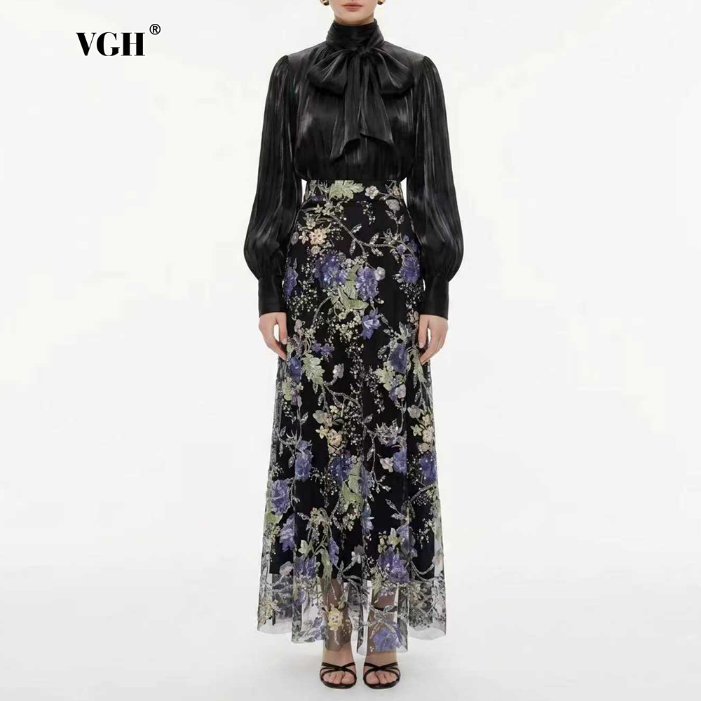 VGH Elegant Chic Black Floral  – Women Formal Wear With Skirt recenzja i cena