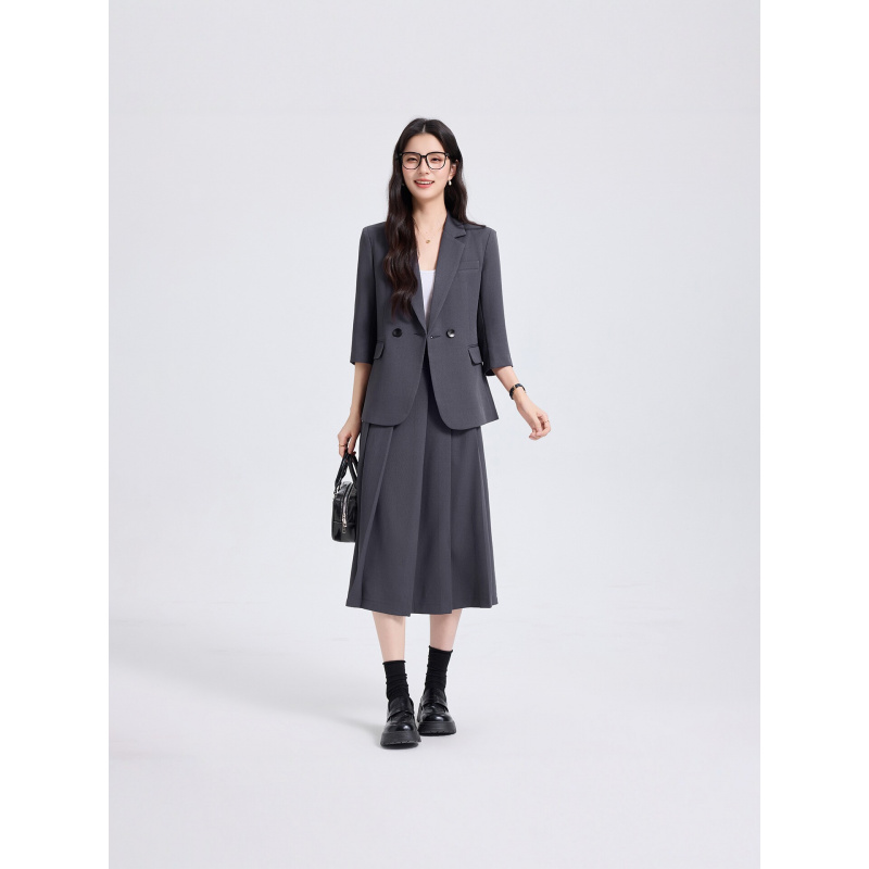 Navy Blue Women's Suit Set for – Women Formal Wear Shirt And Pant recenzja i cena