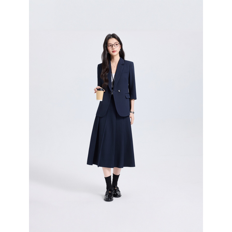 Navy Blue Women's Suit Set for – Women Formal Wear Shirt And Pant recenzja i cena