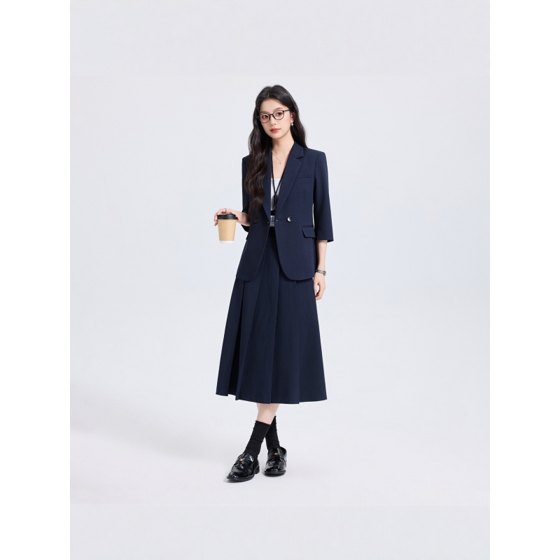 Navy Blue Women's Suit Set for – Women Formal Wear Shirt And Pant recenzja i cena