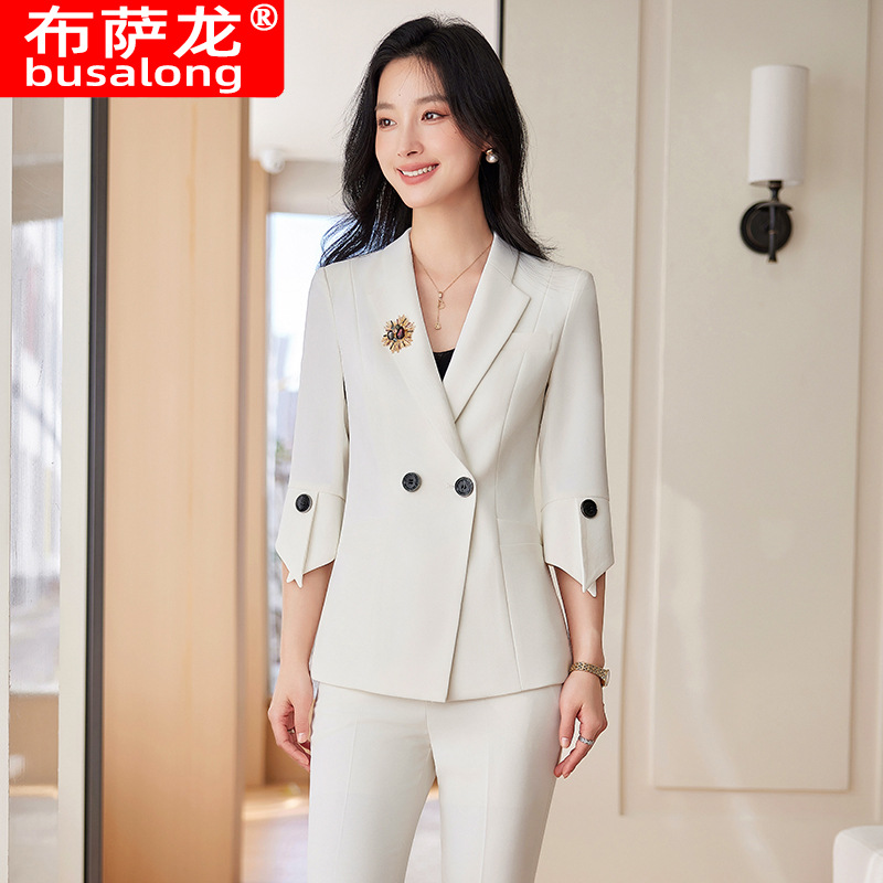 Spring Summer New Yellow Suit  – Women Formal Wear Shirt And Pant recenzja i cena