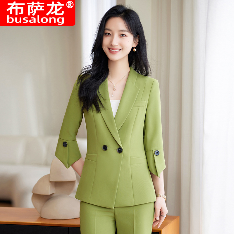 Spring Summer New Yellow Suit  – Women Formal Wear Shirt And Pant recenzja i cena