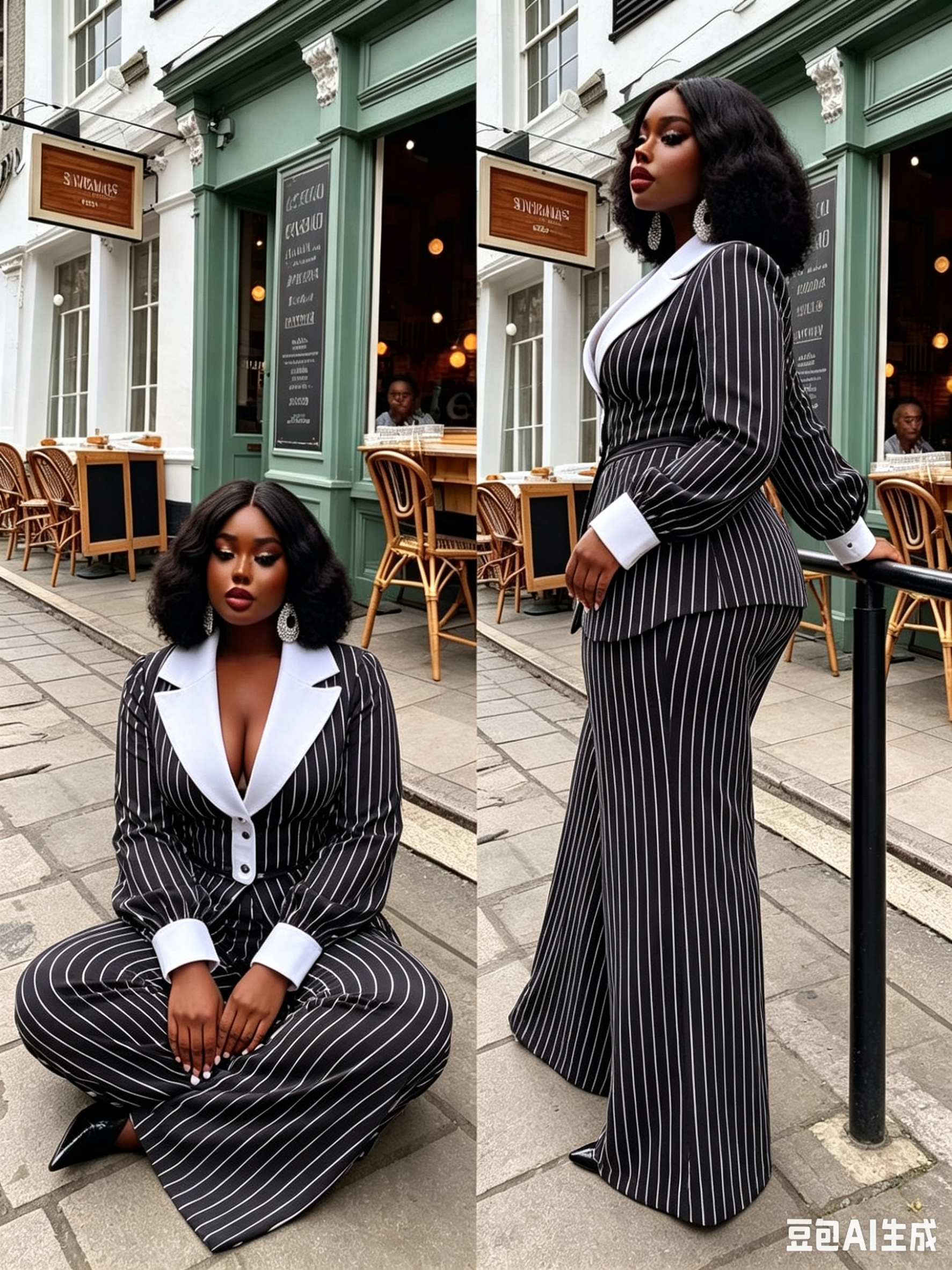 White Black Pinstripe Women Su – Women Formal Wear Black And White recenzja i cena
