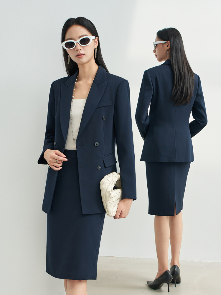 Navy Blue Professional Skirt S – Women Formal Wear Shirt And Pant recenzja i cena