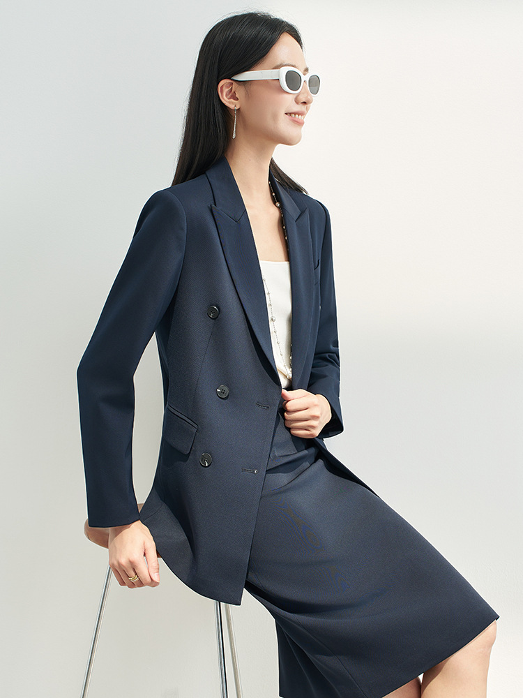 Navy Blue Professional Skirt S – Women Formal Wear Shirt And Pant recenzja i cena